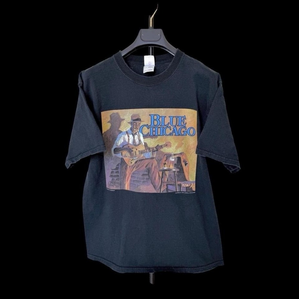 Vintage Blue Chicago John Carroll Doyle 1994 Shirt Large Jazz Clark St Rambler